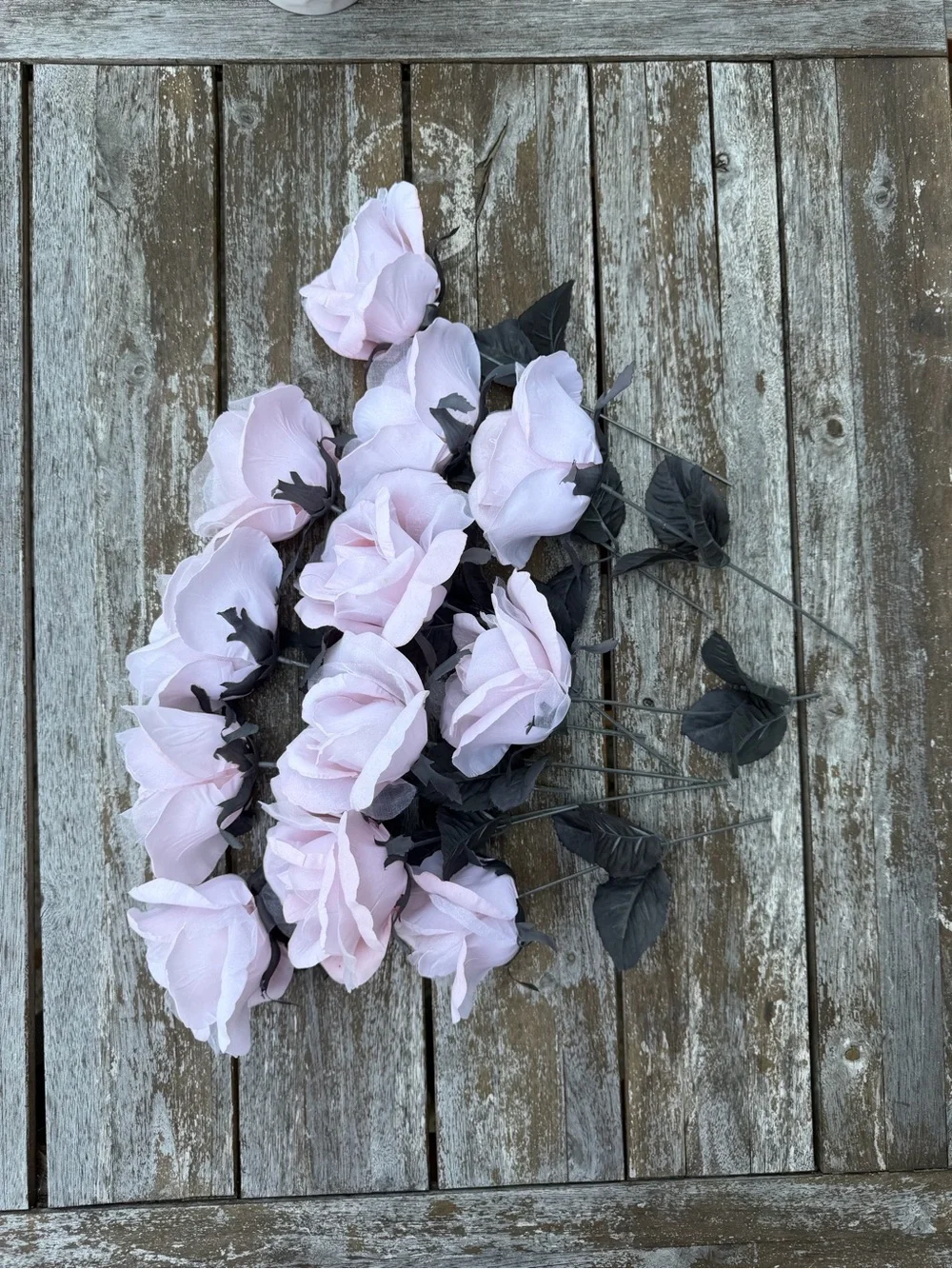 12 Light Pink Faux Rose Stems Artificial Flowers Cottagecore Wedding Decor